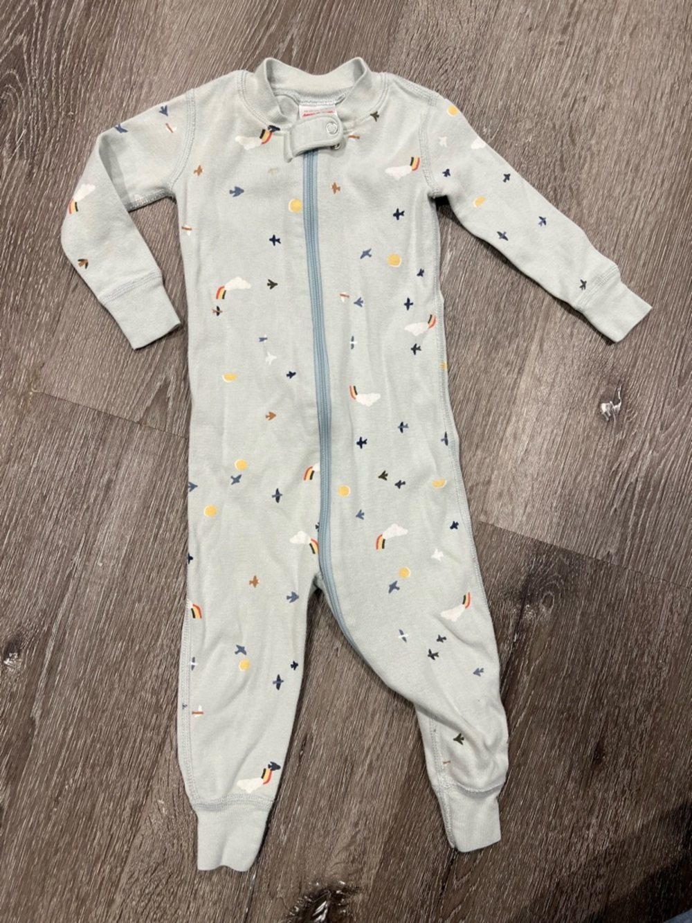 Baby One-Piece Zip Romper in Light Blue Hanna Anderson